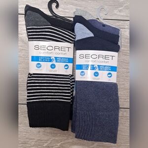 Lot Of 2 Secret Comfort Cotton Blend Women's 3 Pairs Assorted Color Crew Socks